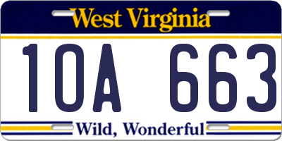 WV license plate 1OA663