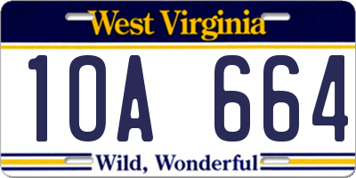 WV license plate 1OA664