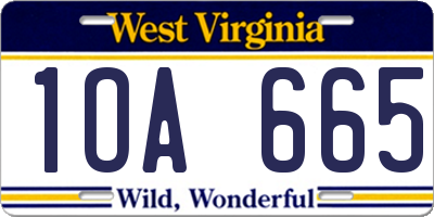 WV license plate 1OA665