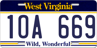 WV license plate 1OA669