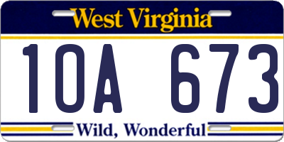 WV license plate 1OA673