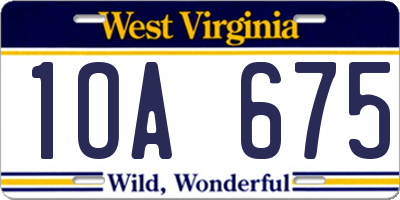 WV license plate 1OA675