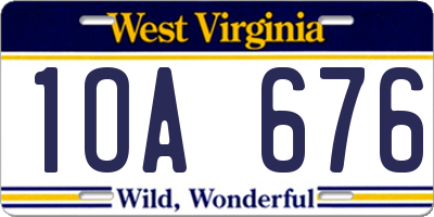 WV license plate 1OA676