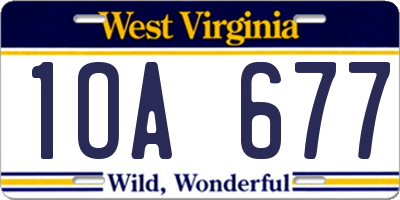 WV license plate 1OA677