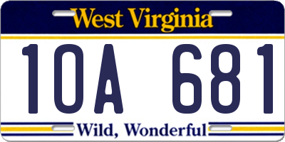 WV license plate 1OA681