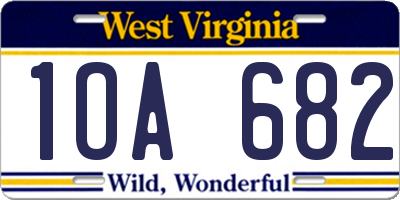 WV license plate 1OA682