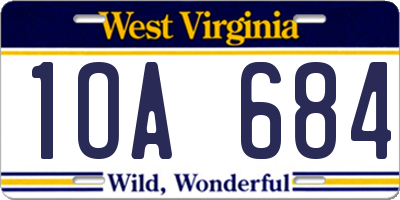 WV license plate 1OA684