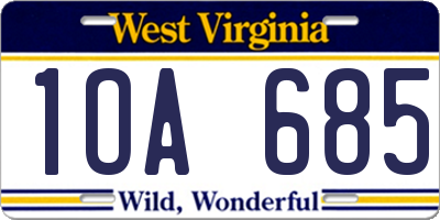 WV license plate 1OA685