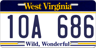 WV license plate 1OA686
