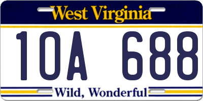 WV license plate 1OA688