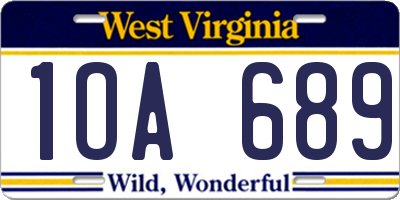 WV license plate 1OA689