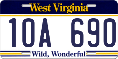 WV license plate 1OA690