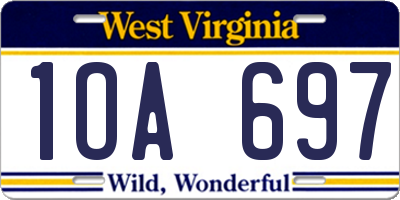 WV license plate 1OA697