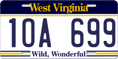 WV license plate 1OA699
