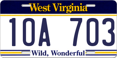 WV license plate 1OA703