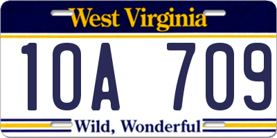 WV license plate 1OA709