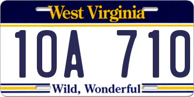 WV license plate 1OA710