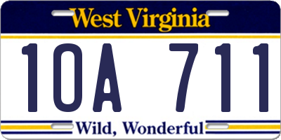 WV license plate 1OA711