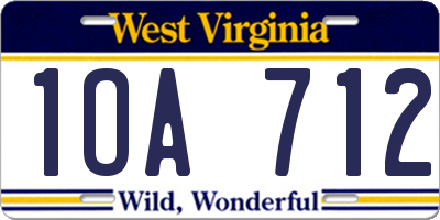 WV license plate 1OA712