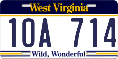 WV license plate 1OA714