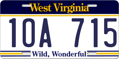 WV license plate 1OA715