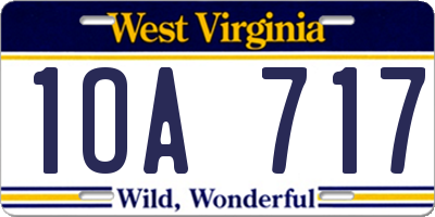WV license plate 1OA717
