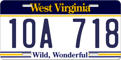 WV license plate 1OA718