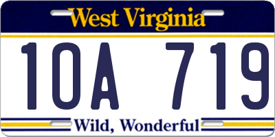 WV license plate 1OA719