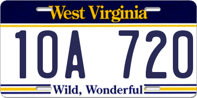 WV license plate 1OA720