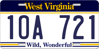 WV license plate 1OA721