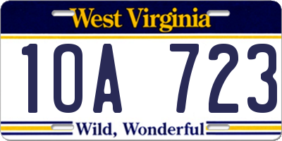 WV license plate 1OA723
