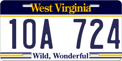 WV license plate 1OA724
