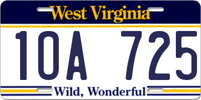WV license plate 1OA725