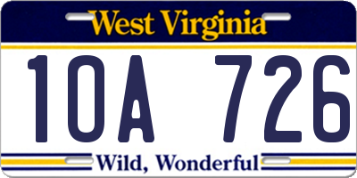 WV license plate 1OA726