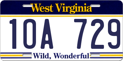 WV license plate 1OA729