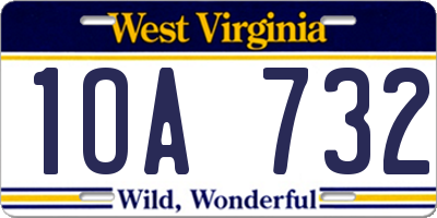 WV license plate 1OA732