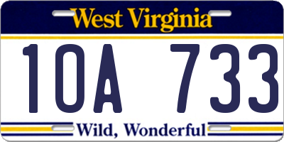 WV license plate 1OA733
