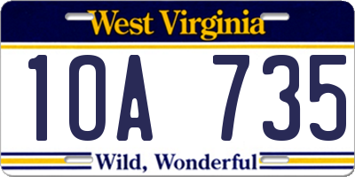 WV license plate 1OA735