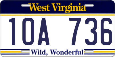 WV license plate 1OA736
