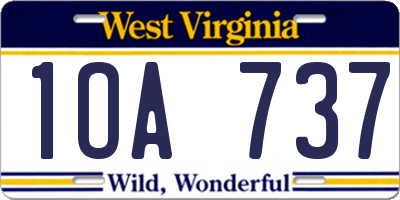 WV license plate 1OA737