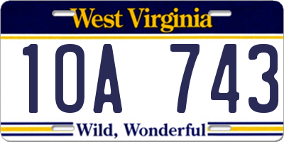 WV license plate 1OA743