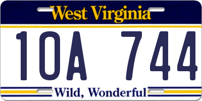 WV license plate 1OA744
