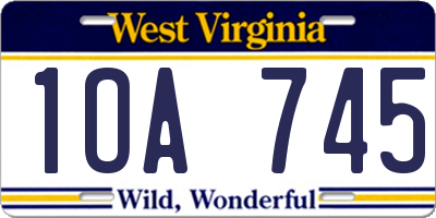 WV license plate 1OA745