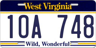 WV license plate 1OA748