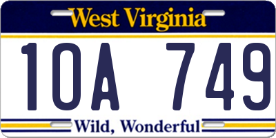 WV license plate 1OA749