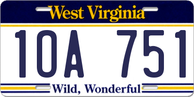 WV license plate 1OA751