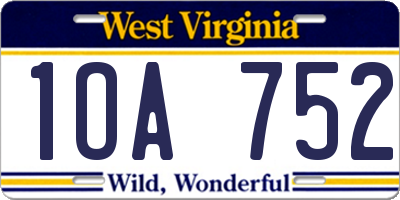 WV license plate 1OA752