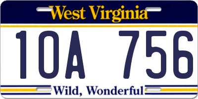 WV license plate 1OA756