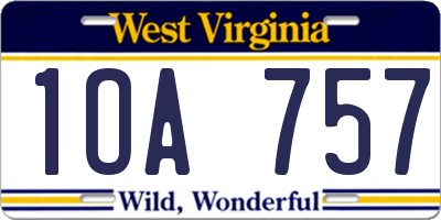WV license plate 1OA757