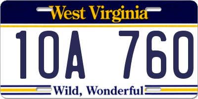 WV license plate 1OA760